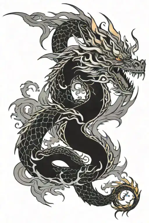 Infinity Dragon With Flame And Smoke Background