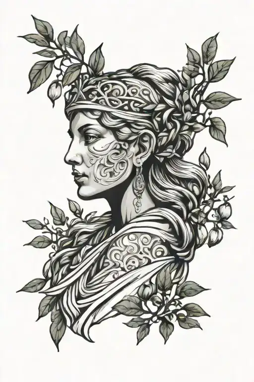 Goddes Athena Greek Goddes Fornt Of Olive Tree