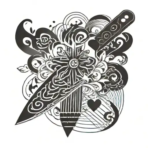 Santoku Kitchen Knife With Heartbeat And Music Notes