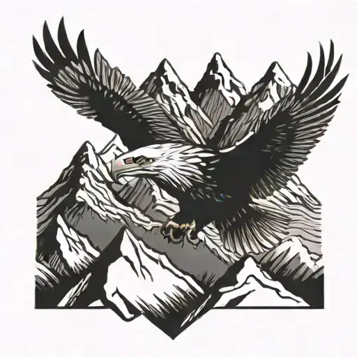 Mountain With An Eagle Flying