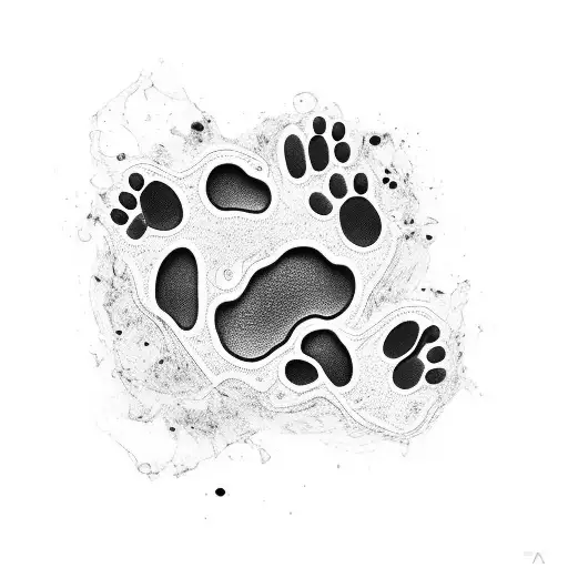 An Abstract Design Feadogturing A Dog's Paw Prints And Medical Symbols Intertwined