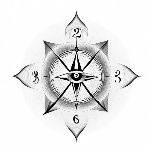 Wind Rose And A Clock And Angel And One Eye