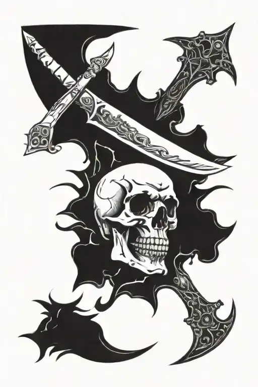 Knife Stabbing Skull