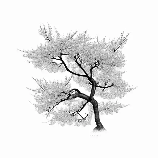 Chinese Plum Tree Wit Pick Petals