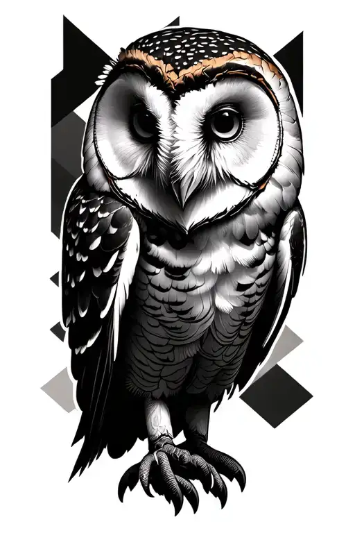 Barn Owl On Geometric Backdrop