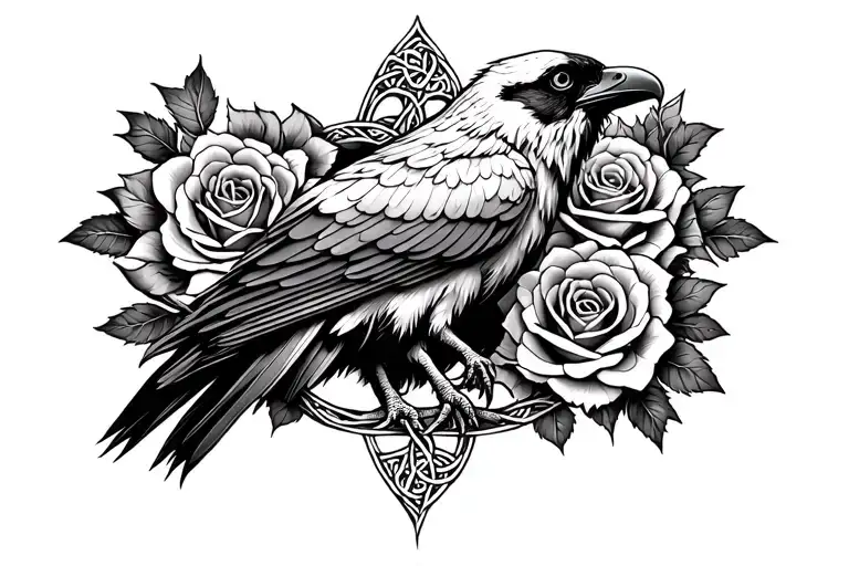 Celtic Raven And Roses