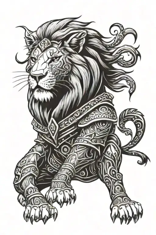 Armor Sleeve And Lion King Sitting