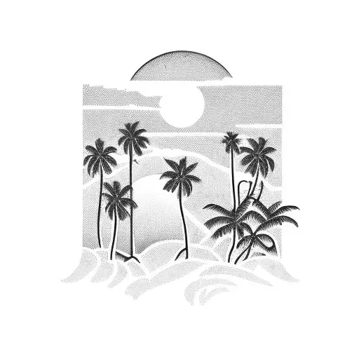 Palm Trees At Sunset