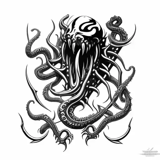 Axe With Prominent Blade Inspired By Venom And Cthulhu