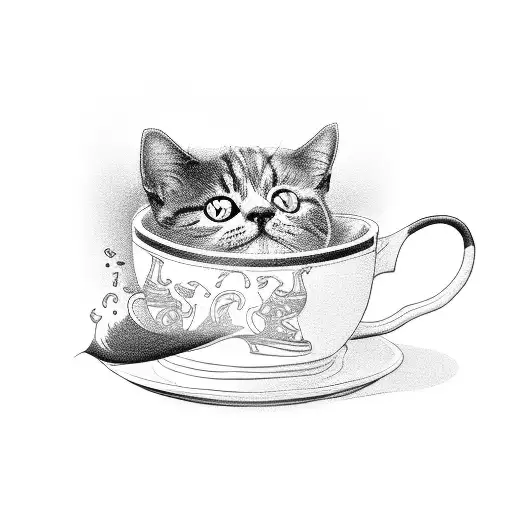 Cat And A Cup Falling Off A Table