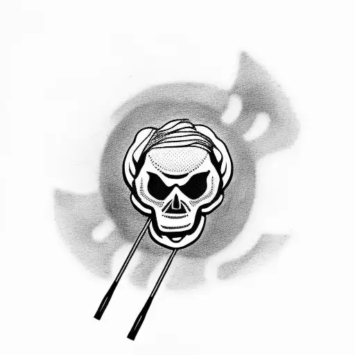 Drum Sticks And Snare Drum In Skull