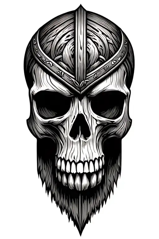 Wood Skull Viking