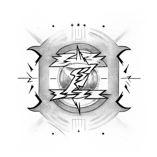 A Guitar Fretboard With Lightning Bolts Forming The Fret Markers And A Sun As The Sound Hole