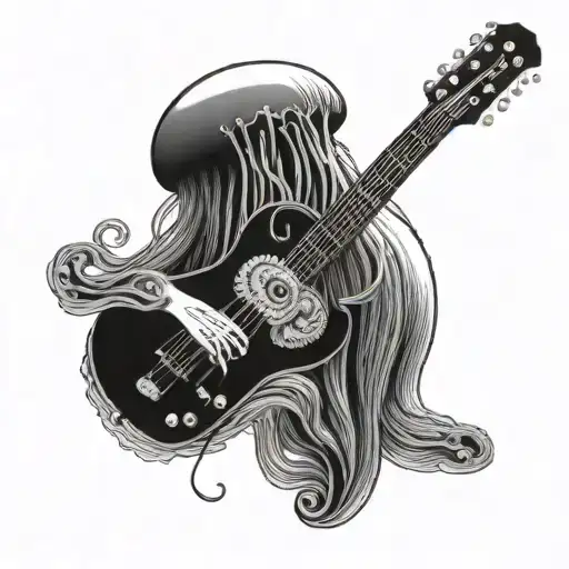 A Jellyfish Playing A Guitar Underwater