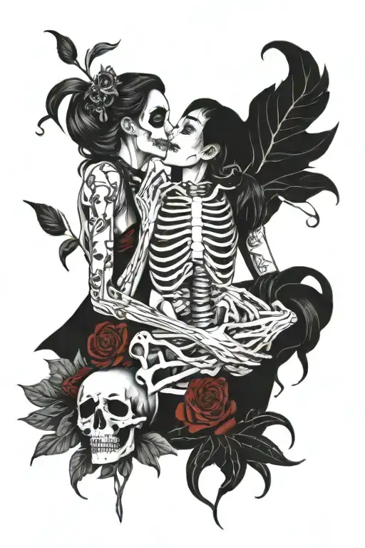 Girl Kissing Skeleton