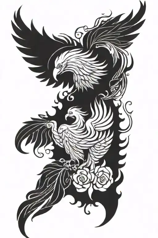 Broken Heart With Phoenix Rising Above It In The Middle