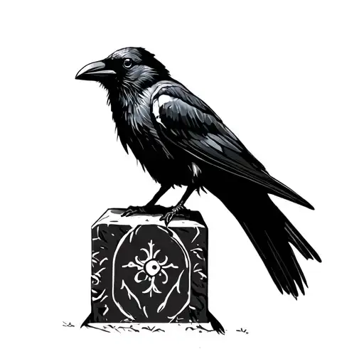 Crow Sitting On A Tomb Stone