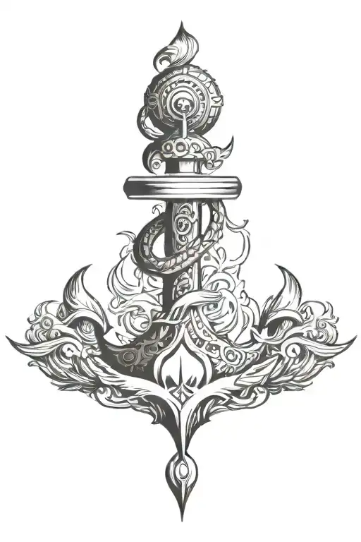 Burning Anchor And Phoenix