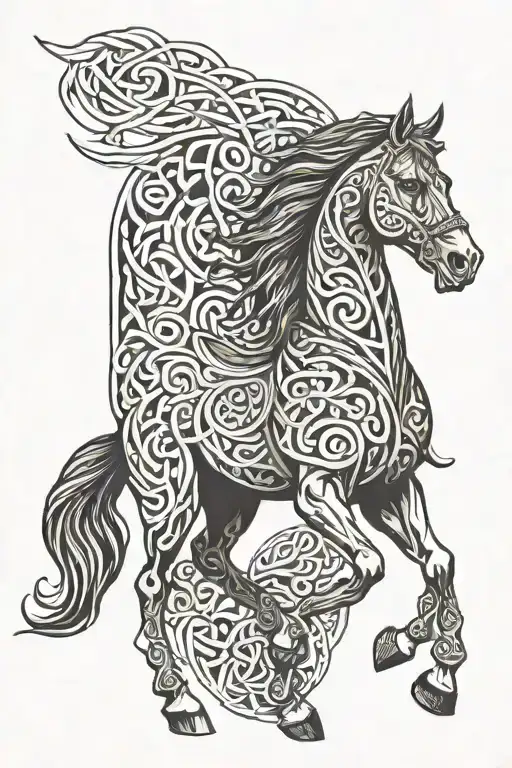 Celtic Horse Design Combining Elements