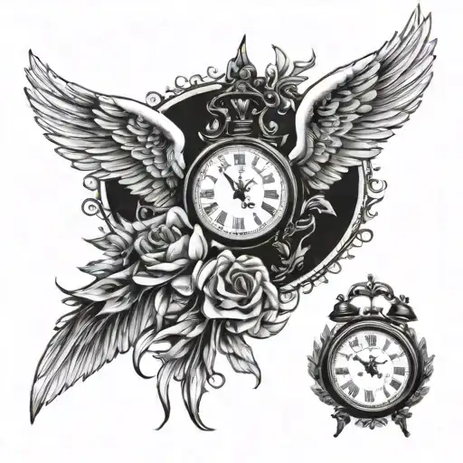 Clock And Wings Of An Angel