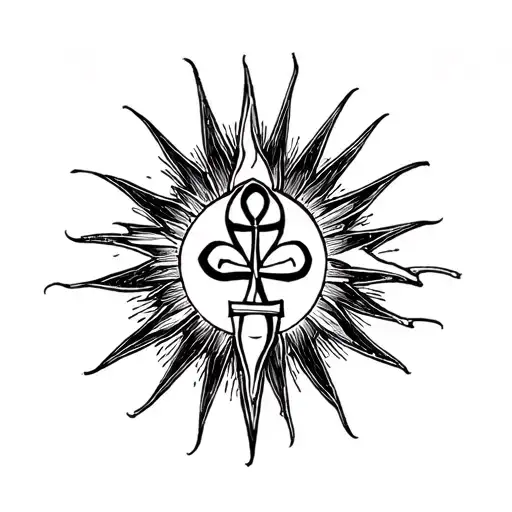 8 Pointed Sun Filled Sky With Ankh Symbol Incorporated