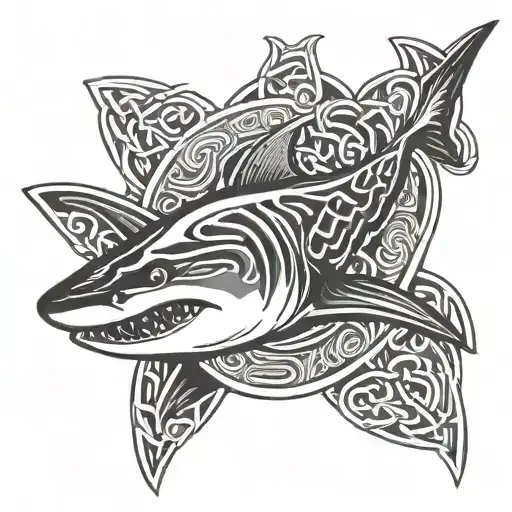 A Shark Swimming Through A Celtic Knot In A Historical Setting