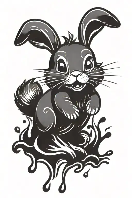 Chibi Bunny Jumping Through Water