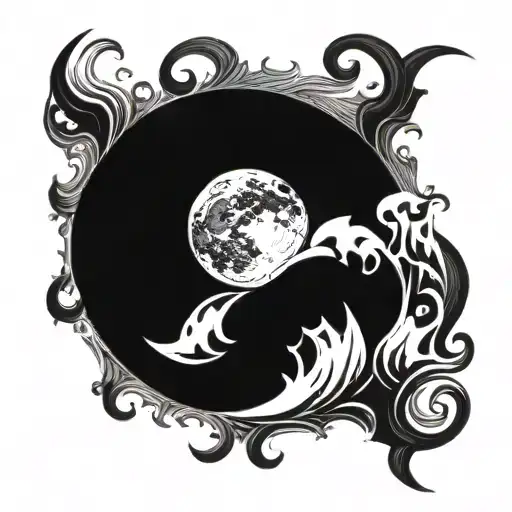 Half Moon With Shadow Flames