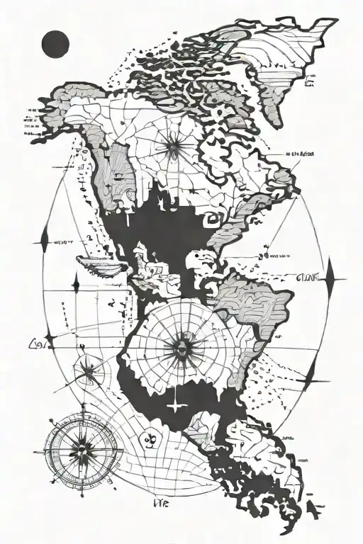 Map Of South America With Compass