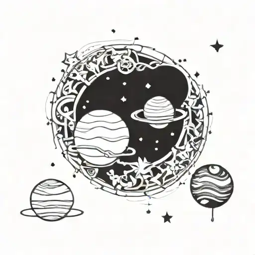 A Celestial Bracelet Made Of Planets And Stars Encircling The Wrist