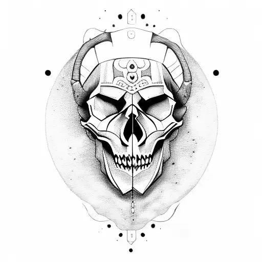 Skull Inside An Oni Mask