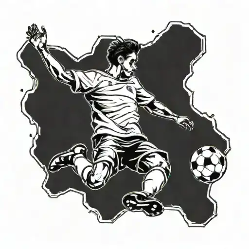 A Soccer Player Ascending To The Sky