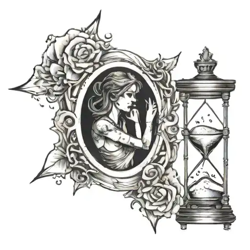 A Broken Hourglass With A Crying Person Inside
