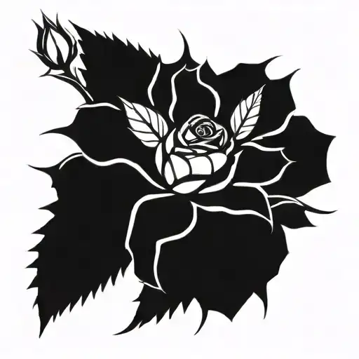 Singular Rose And Thorny Stem 2D Geometric