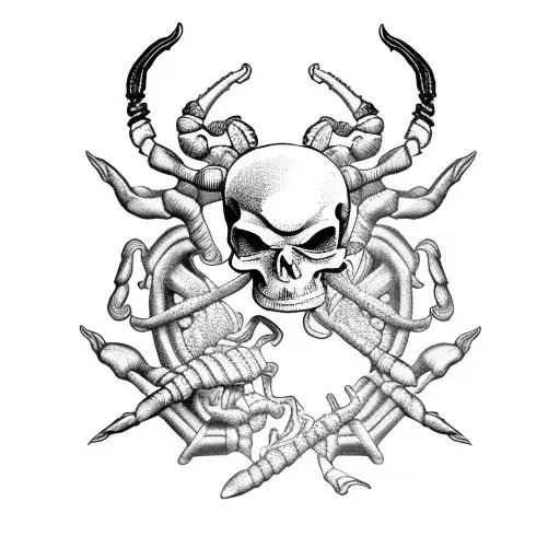 Scorpion With Bones And Scull With Blood