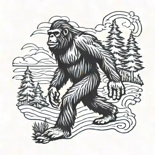Bigfoot And A Pine With Oregon State Borders