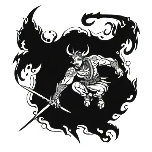 A Dynamic Battle Scene Between A Demon Slayer And A Powerful Demon