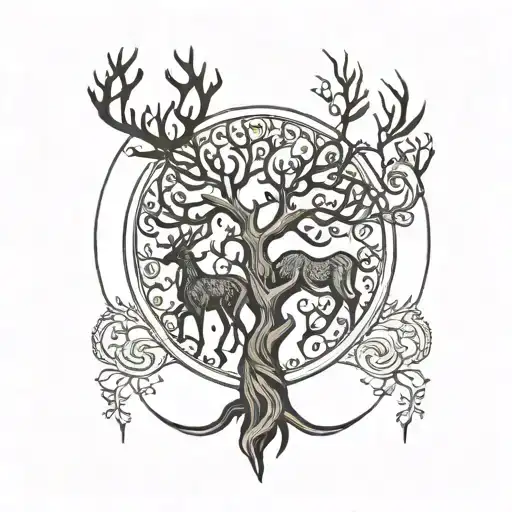 Tree Of Life With Stag