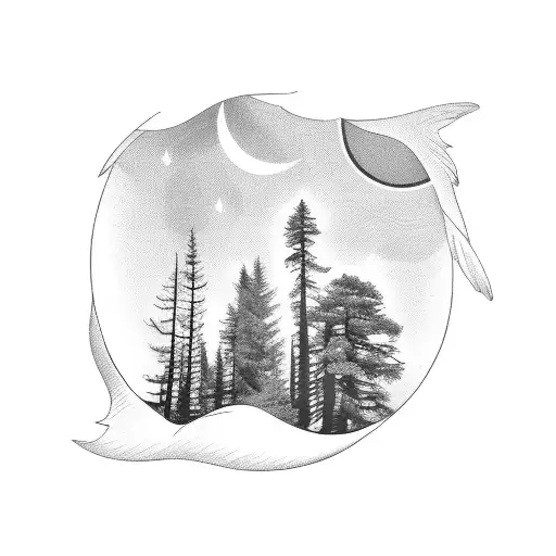 Sleeve Tattoo Of A Sexy Witch In A Pine Forest