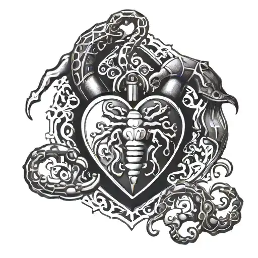 A Heart-shaped Lock With A Scorpion Keyhole