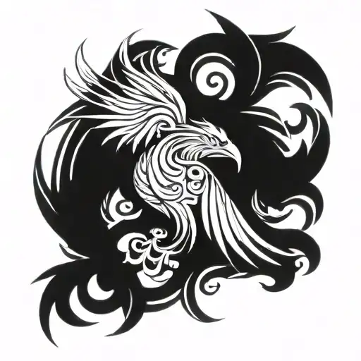 Two Symmetrical Phoenix One Either Side Of The Chest Shoulder And Arm