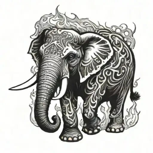 A Fierce War Elephant Engulfed In Flames