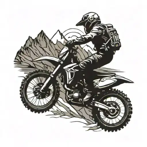 A Mountain Landscape With A Motocross Rider Navigating Through Rugged Terrain