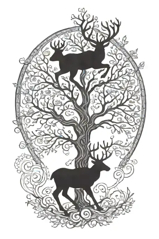 Tree Of Life With Stag