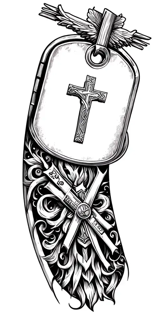 Christanity And Dogtag Military Theme Sleeve