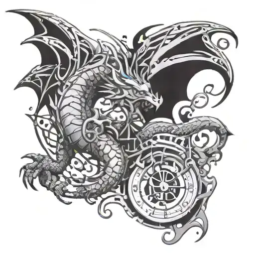 A Mechanical Dragon With Musical Notes Flowing From Its Wings