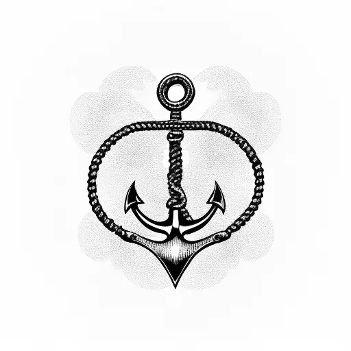 Anchor With Rope Winding In Shape Of Treble Clef