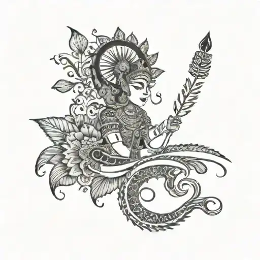 Indian Sanskrit Saying With Art Around It