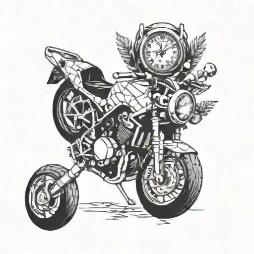 A Motorcycle Themed Tattoo With A Touch Of Wild Animal Inspiration