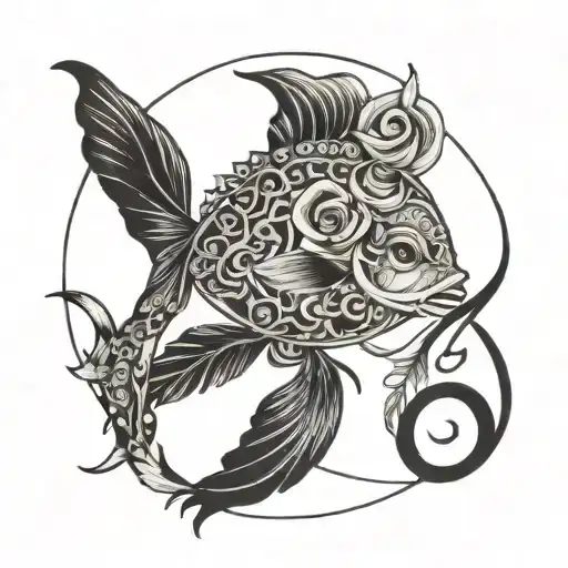 A Beautiful Pisces Symbol Intertwined With A Delicate Portrait Of Mi Hija Angela